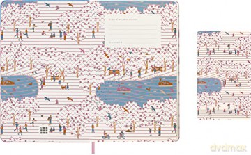 Moleskine Limited Edition Notebook, Sakura Notebook, Lined Layout and Fabric Hardcover, Large 13 x 21 cm, Bicycle Theme and Dark Pink Colour - Moleskine [KSIĄŻKA]