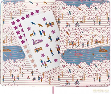 Moleskine Limited Edition Notebook, Sakura Notebook, Lined Layout and Fabric Hardcover, Large 13 x 21 cm, Bicycle Theme and Dark Pink Colour - Moleskine [KSIĄŻKA]