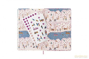 Moleskine Limited Edition Notebook, Sakura Notebook, Lined Layout and Fabric Hardcover, Large 13 x 21 cm, Bicycle Theme and Dark Pink Colour - Moleskine [KSIĄŻKA]