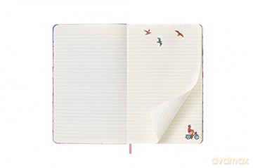 Moleskine Limited Edition Notebook, Sakura Notebook, Lined Layout and Fabric Hardcover, Large 13 x 21 cm, Bicycle Theme and Dark Pink Colour - Moleskine [KSIĄŻKA]