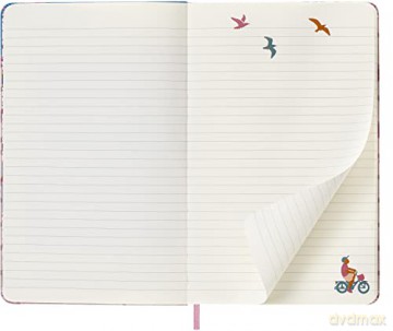 Moleskine Limited Edition Notebook, Sakura Notebook, Lined Layout and Fabric Hardcover, Large 13 x 21 cm, Bicycle Theme and Dark Pink Colour - Moleskine [KSIĄŻKA]
