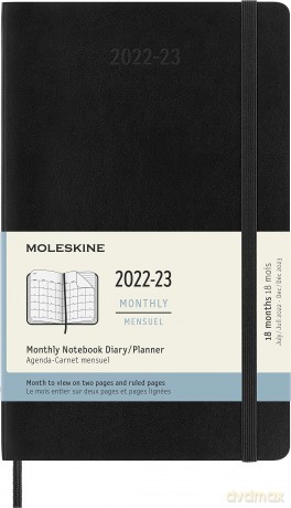 Moleskine Monthly Planner 2023, 18-Month Diary, Monthly Notebook with Soft Cover, Large Size 13 x 21 cm, Colour Black - Moleskine [KSIĄŻKA]