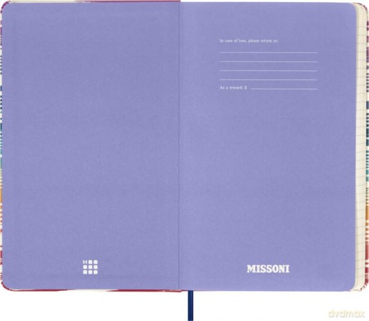 Moleskine Notebook Missoni Turquoise Chevron Limited Edition, Canvas Hard Cover and Elastic Closure Journal, Large Size 13 x 21 cm - Moleskine [KSIĄŻKA]