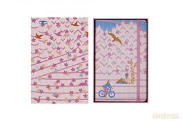 Moleskine Sakura Notebook Set, Set with Two Limited Edition Notebooks, Sakura Notebook, Lined Layout and Blank Pages, Fabric Hard Cover, Dimensions Large 13 x 21, Dark Pink Colour - Moleskine [KSIĄŻKA]