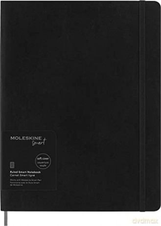Moleskine Smart Notebook, Smart Writing System, Smart Notebook with Soft Cover, Ruled Pages and Elastic Closure, XL Format 19 x 25, Colour Black - Moleskine [KSIĄŻKA]