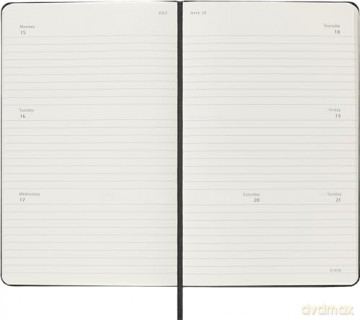 Moleskine Weekly Planner 2024-2025, Weekly Agenda 18 Months 2025, Horizontal Planner with Hard Cover and Elastic Closure, Large Size 13 x 21 cm, Color Black [KSIĄŻKA]