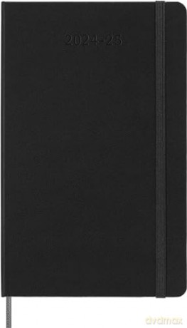 Moleskine Weekly Planner 2024-2025, Weekly Agenda 18 Months 2025, Horizontal Planner with Hard Cover and Elastic Closure, Large Size 13 x 21 cm, Color Black [KSIĄŻKA]
