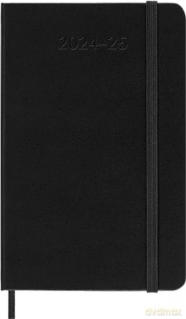 Moleskine Weekly Planner 2024-2025, Weekly Agenda 18 Months 2025, Horizontal Planner with Hard Cover and Elastic Closure, Pocket Size 9 x 14 cm, Color Black [KSIĄŻKA]
