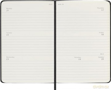 Moleskine Weekly Planner 2024-2025, Weekly Agenda 18 Months 2025, Horizontal Planner with Hard Cover and Elastic Closure, Pocket Size 9 x 14 cm, Color Black [KSIĄŻKA]