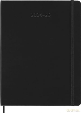 Moleskine Weekly Planner 2024-2025, Weekly Planner 18 Months 2025, With Space For Notes, With Hard Cover And Elastic Closure, Extra Large Size 19 x 25 cm, Color Black