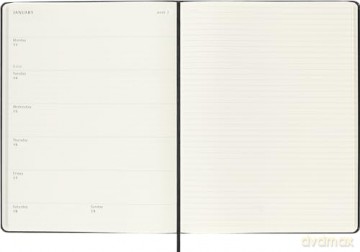 Moleskine Weekly Planner 2024-2025, Weekly Planner 18 Months 2025, With Space For Notes, With Hard Cover And Elastic Closure, Extra Large Size 19 x 25 cm, Color Black