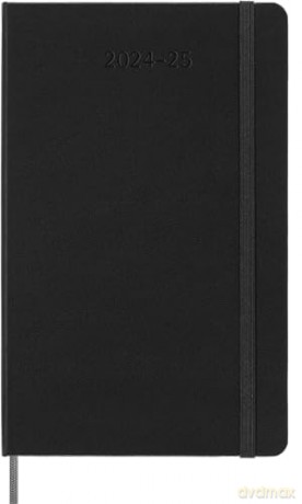 Moleskine weekly planner 2024-2025, Weekly Planner 18 Months 2025, With Space For Notes, With Hard Cover And Elastic Closure, Large Format 13 x 21 cm, Color Black