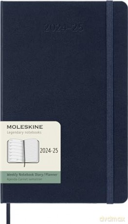 Moleskine Weekly Planner 2024-2025, Weekly Planner 18 Months 2025, With Space For Notes, With Hard Cover And Elastic Closure, Large Format 13 x 21 cm, Color Sapphire Blue [KSIĄŻKA]