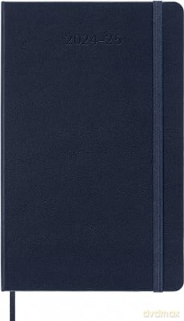 Moleskine Weekly Planner 2024-2025, Weekly Planner 18 Months 2025, With Space For Notes, With Hard Cover And Elastic Closure, Large Format 13 x 21 cm, Color Sapphire Blue [KSIĄŻKA]