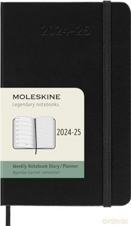 Moleskine Weekly Planner 2024-2025, Weekly Planner 18 Months 2025, With Space For Notes, With Hard Cover And Elastic Closure, Pocket Size 9 x 13 cm, Color Black [KSIĄŻKA]