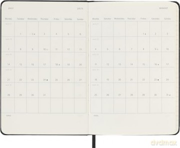 Moleskine Weekly Planner 2024-2025, Weekly Planner 18 Months 2025, With Space For Notes, With Hard Cover And Elastic Closure, Pocket Size 9 x 13 cm, Color Black [KSIĄŻKA]