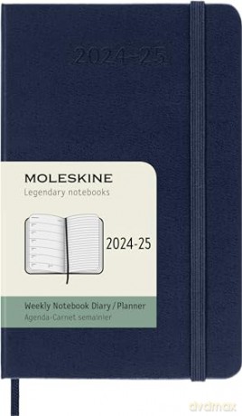 Moleskine Weekly Planner 2024-2025, Weekly Planner 18 Months 2025, With Space For Notes, With Hard Cover And Elastic Closure, Pocket Size 9 x 14 cm, Color Sapphire Blue [KSIĄŻKA]