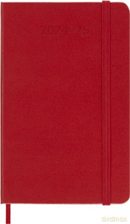 Moleskine Weekly Planner 2024-2025, Weekly Planner 18 Months 2025, With Space For Notes, With Hard Cover And Elastic Closure, Pocket Size 9 x 14 cm, Color Scarlet Red [KSIĄŻKA]