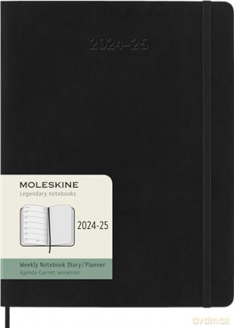 Moleskine Weekly Planner 2024-2025, Weekly Planner 18 Months 2025, With Space For Notes, With Soft Cover And Elastic Closure, Extra Large Size 19 x 25 cm, Color Black [KSIĄŻKA]