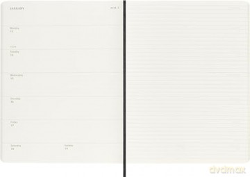Moleskine Weekly Planner 2024-2025, Weekly Planner 18 Months 2025, With Space For Notes, With Soft Cover And Elastic Closure, Extra Large Size 19 x 25 cm, Color Black [KSIĄŻKA]