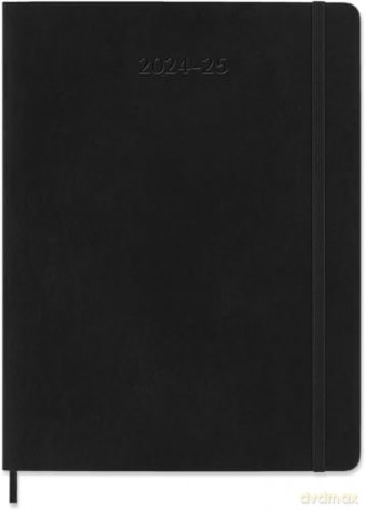 Moleskine Weekly Planner 2024-2025, Weekly Planner 18 Months 2025, With Space For Notes, With Soft Cover And Elastic Closure, Extra Large Size 19 x 25 cm, Color Black [KSIĄŻKA]