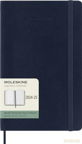Moleskine Weekly Planner 2024-2025, Weekly Planner 18 Months 2025, With Space For Notes, With Soft Cover And Elastic Closure, Large Format 13 x 21 cm, Color Sapphire Blue [KSIĄŻKA]
