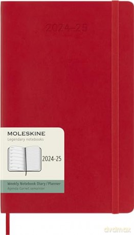 Moleskine Weekly Planner 2024-2025, Weekly Planner 18 Months 2025, With Space For Notes, With Soft Cover And Elastic Closure, Large Size 13 x 21 cm, Color Scarlet Red [KSIĄŻKA]