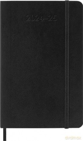 Moleskine Weekly Planner 2024-2025, Weekly Planner 18 Months 2025, With Space For Notes, With Soft Cover And Elastic Closure, Pocket Size 9 x 14 cm, Color Black [KSIĄŻKA]