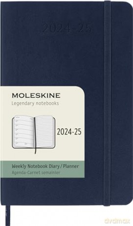 Moleskine Weekly Planner 2024-2025, Weekly Planner 18 Months 2025, With Space For Notes, With Soft Cover And Elastic Closure, Pocket Size 9 x 14 cm, Color Sapphire Blue [KSIĄŻKA]