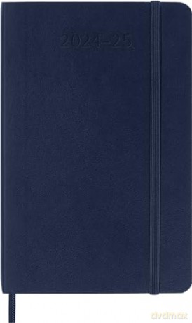 Moleskine Weekly Planner 2024-2025, Weekly Planner 18 Months 2025, With Space For Notes, With Soft Cover And Elastic Closure, Pocket Size 9 x 14 cm, Color Sapphire Blue [KSIĄŻKA]