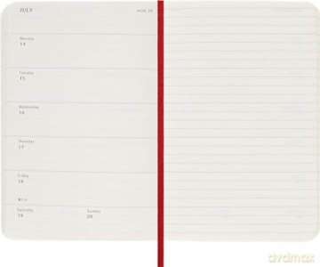 Moleskine Weekly Planner 2024-2025, Weekly Planner 18 Months 2025, With Space For Notes, With Soft Cover And Elastic Closure, Pocket Size 9 x 14 cm, Color Scarlet Red [KSIĄŻKA]