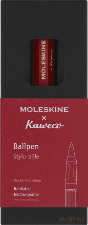 Moleskine x Kaweco Ballpen Refillable Pen in ABS plastic for Writers, Note-takers, Refill 1.0 mm with Blue Ink Included, Color Red - Moleskine