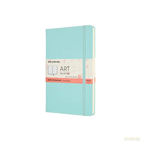 Moleskine, Bullet Notebook Art Collection, Sketch Pad, Drawing Notebook, Blank or Lined Pages, Hard Cover, Large Format 13x21 cm, Aquamarine Colour [KSIĄŻKA]