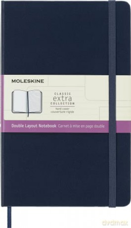 Moleskine, Classic Notebook, Blank and Lined Pages, Hard Cover and Elastic Closure, Large Size 13x21 cm, Sapphire Blue Colour, 192 Pages - Moleskine [KSIĄŻKA]