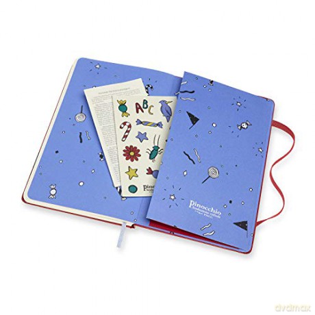 Moleskine, Limited Edition Notebook, Pinocchio Mangiafuoco, Lined Layout and Hard Cover, Large Format 13x21 cm, Scarlet Red Colour, 192 Pages [KSIĄŻKA]