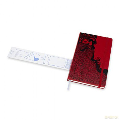 Moleskine, Limited Edition Notebook, Pinocchio Mangiafuoco, Lined Layout and Hard Cover, Large Format 13x21 cm, Scarlet Red Colour, 192 Pages [KSIĄŻKA]