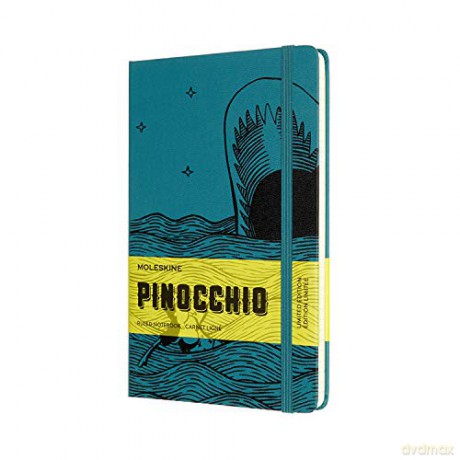 Moleskine, Limited Edition Notebook, Pinocchio The Shark, Lined Layout and Hard Cover, Large Format 13x21 cm, Green Colour, 192 Pages [KSIĄŻKA]