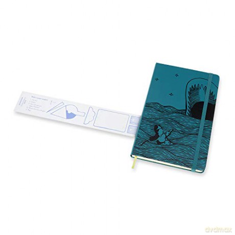 Moleskine, Limited Edition Notebook, Pinocchio The Shark, Lined Layout and Hard Cover, Large Format 13x21 cm, Green Colour, 192 Pages [KSIĄŻKA]