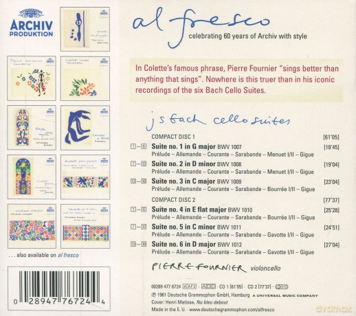 Pierre Fournier: J.S.Bach: The 6 Cello Suites/Al Fresco (digipack) [CD]