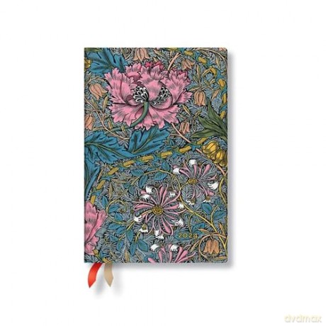 Morris Pink Honeysuckle (William Morris) Mini 12-month Day-at-a-Time Dayplanner 2024 - Paperblanks [KALENDARZ]