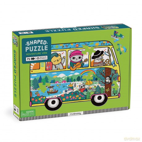 Mudpuppy Adventure Van - 75 Piece Unique Van Shaped Scene Puzzle with Colorful and Fun Illustrations Of Charming Animal Friends Road Trip for Children Ages 7 and Up - Mudpuppy [PUZZLE]