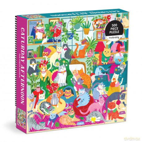 Mudpuppy Caturday Afternoon - 500 Piece Family Puzzle with Colorful and Fun Illustrations of Cozy Cats for Children Ages 8 and Up - Mudpuppy [PUZZLE]