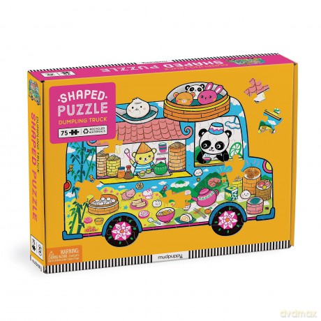 Mudpuppy Dumpling Truck - 75 Piece Unique Truck Shaped Scene Puzzle with Colorful and Fun Illustrations of Dumplings And Baos On The Go for Children Ages 7 and Up - Mudpuppy [PUZZLE]