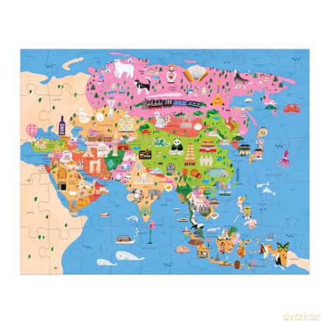 Mudpuppy Map Of Asia - 70 Piece Geography Puzzle with Country-Shaped Pieces and Colorful Illustrations of Iconic Landscapes Cultural Items And More For Children Ages 5 and Up - Mudpuppy [PUZZLE]