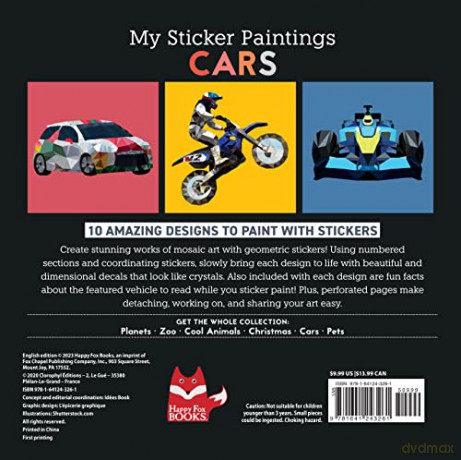 My Sticker Paintings: Cars: 10 Magnificent Paintings (Happy Fox Books) Paint by Sticker For Kids 6-10 - Motorcycles, Race Cars, and More Vehicles, with 60-100 Removable, Reusable Stickers per Design - Logan Powell [KSIĄŻKA]
