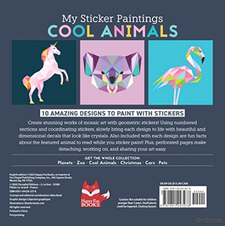 My Sticker Paintings: Cool Animals: 10 Magnificent Paintings (Happy Fox Books) Paint by Sticker For Kids 6-10 - Llama, Koala, Unicorn, and More, with 60-100 Removable, Reusable Stickers per Design - Logan Powell [KSIĄŻKA]