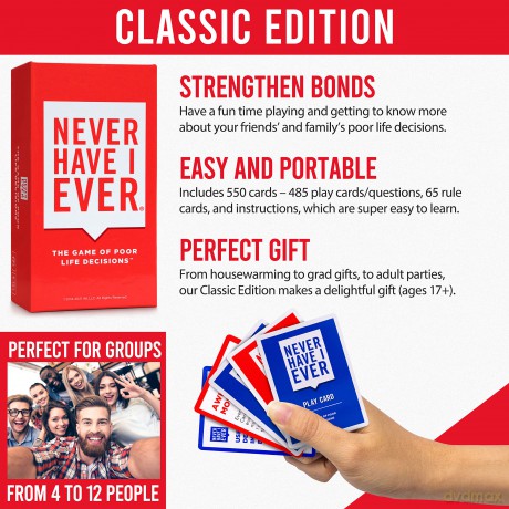 Never Have I Ever Classic Edition Card Games - Fun and Entertaining Adult Party Games for interactive Game Night, Party Hosts, Bachelorettes, College, Icebreakers, Social Events! Viral on Reality TV! [KSIĄŻKA]