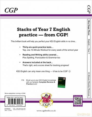 New KS3 Year 7 English 10-Minute Weekly Workouts (CGP KS3 10-Minute Tests) - CGP Books [KSIĄŻKA]