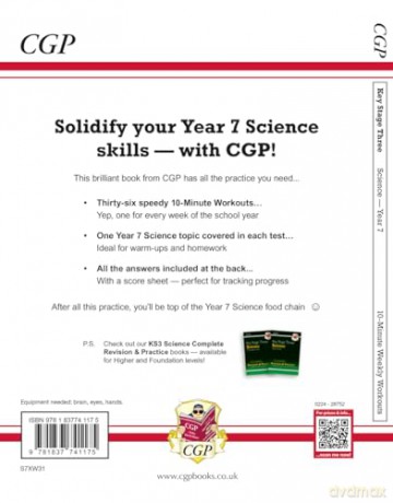 New KS3 Year 7 Science 10-Minute Weekly Workouts (includes answers) - CGP Books [KSIĄŻKA]