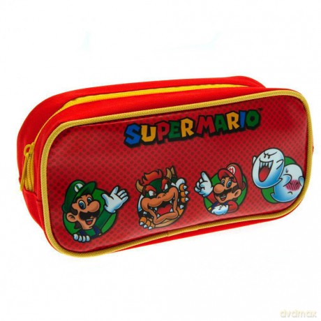 Nintendo Super Mario Pencil Case (Core Character Circles Design) Zip Up Rectangle Pencil Case - Official Merchandise,Red,21cm x 10cm x 10cm